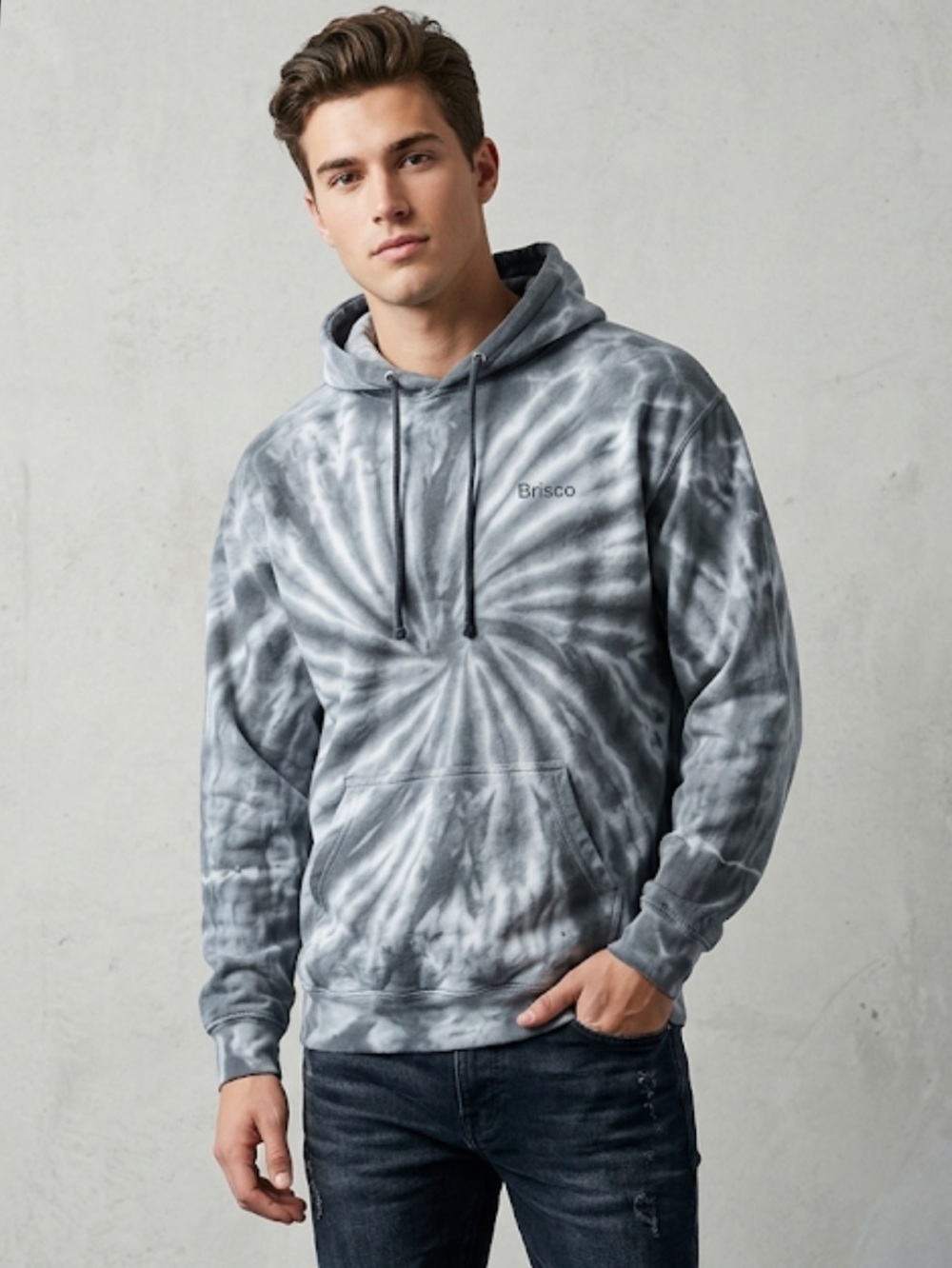 Brisco Tie-Dye Hoodie Grey Men’s Size 2XL